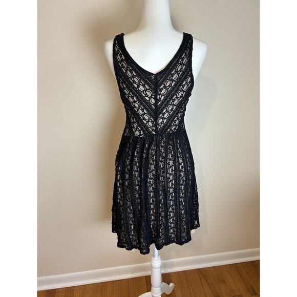 Anthropologie S Black Lace Dress Whimsigoth Fairy Victorian Mini Rockabilly Goth - Picture 4 of 5